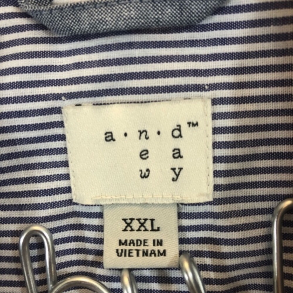 A New Day Blue & White Striped Button Down Blouse - Picture 4 of 4